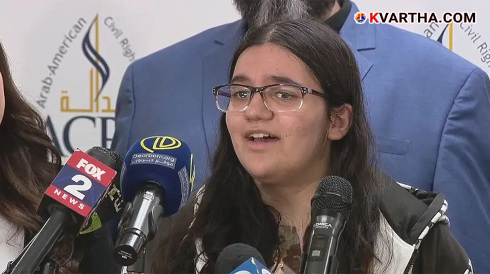 A representation of student rights and the US constitution as Danielle Khalaf wins her case in Michigan, March 2026.