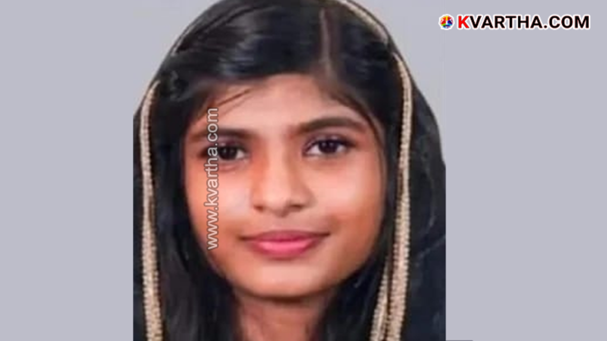  A black and white image of Fida Fathima, the school student who died in Kannur.