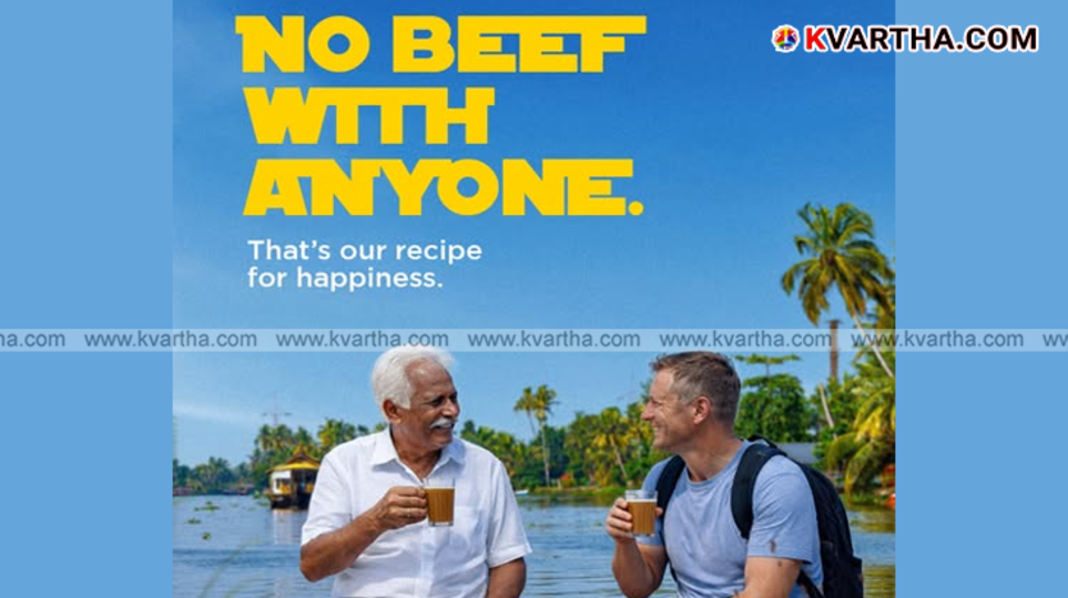Kerala Tourism's viral poster with the slogan 'No Beef With Anyone'.