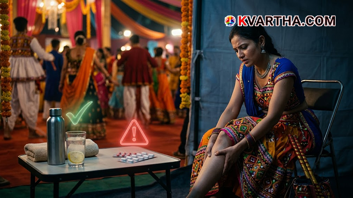 Representational image reflecting health warning against painkillers during Navratri Garba dance