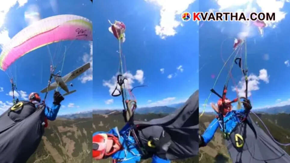  Paraglider Sabrina successfully deploying her emergency reserve parachute while falling down