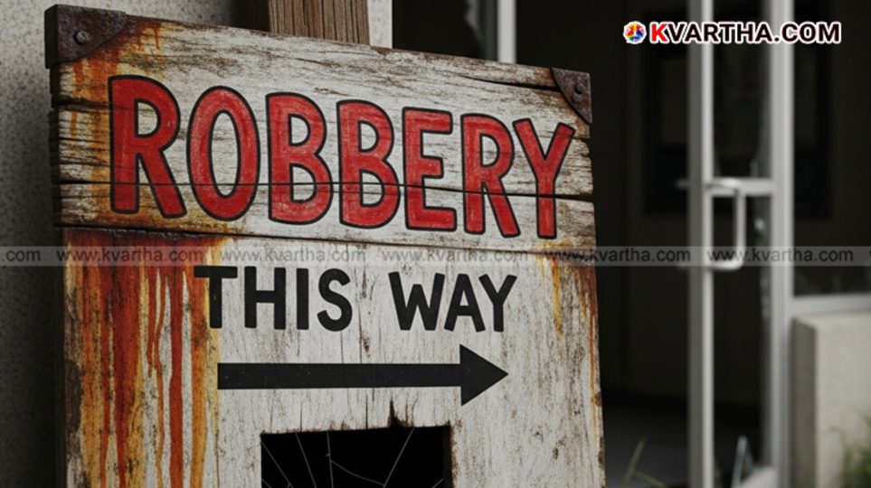 Police car with siren at crime scene in Malappuram