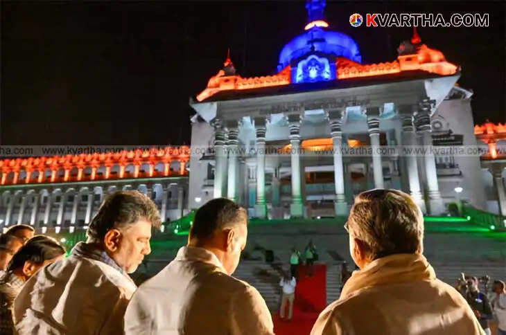 Vidhana Soudha Shines with Colors: Karnataka's Administrative Center Illuminated in Spectacle