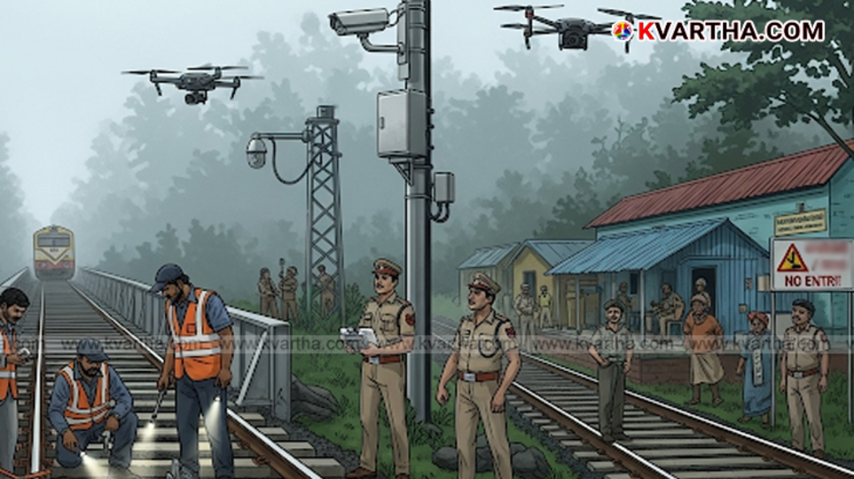 Drone surveillance being used for railway track security.