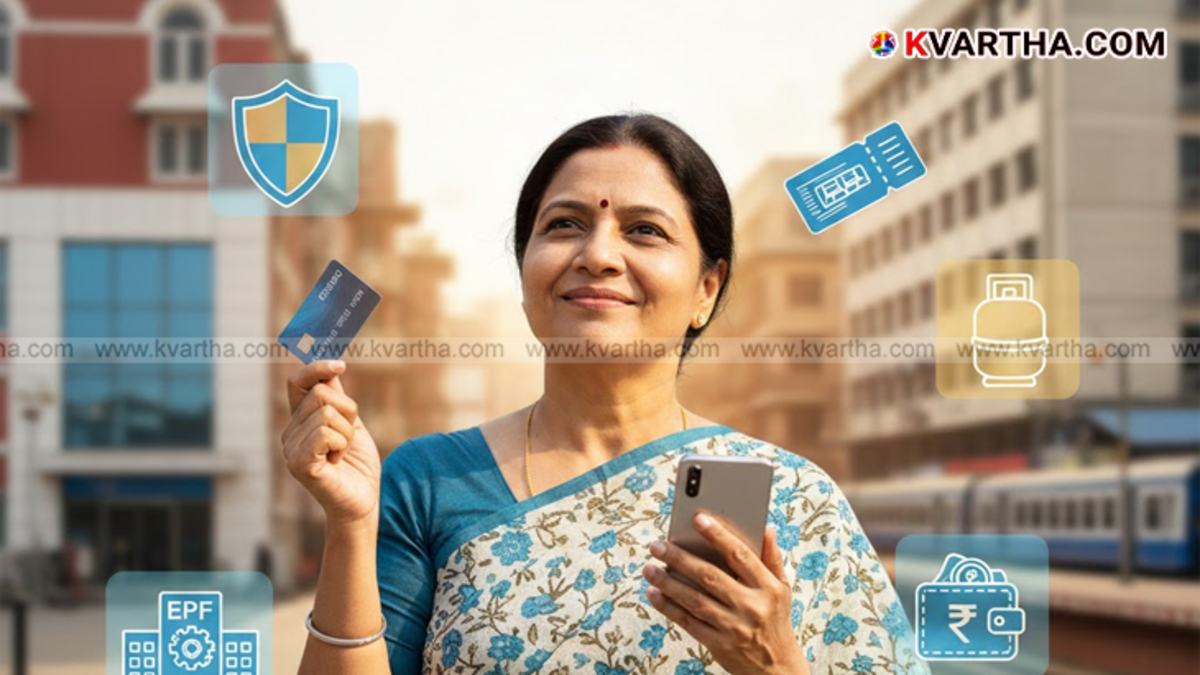  A smartphone showing bank offers, a credit card, and a SIM card icon representing insurance and savings.