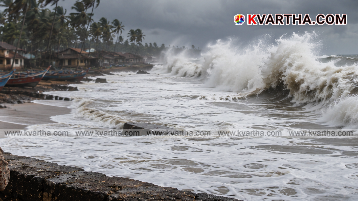  Representational image of red alert and high waves on the Kerala coast