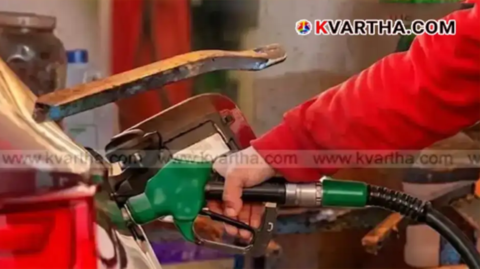 A visual of a fuel dispenser at a petrol pump showing increased rates in India.