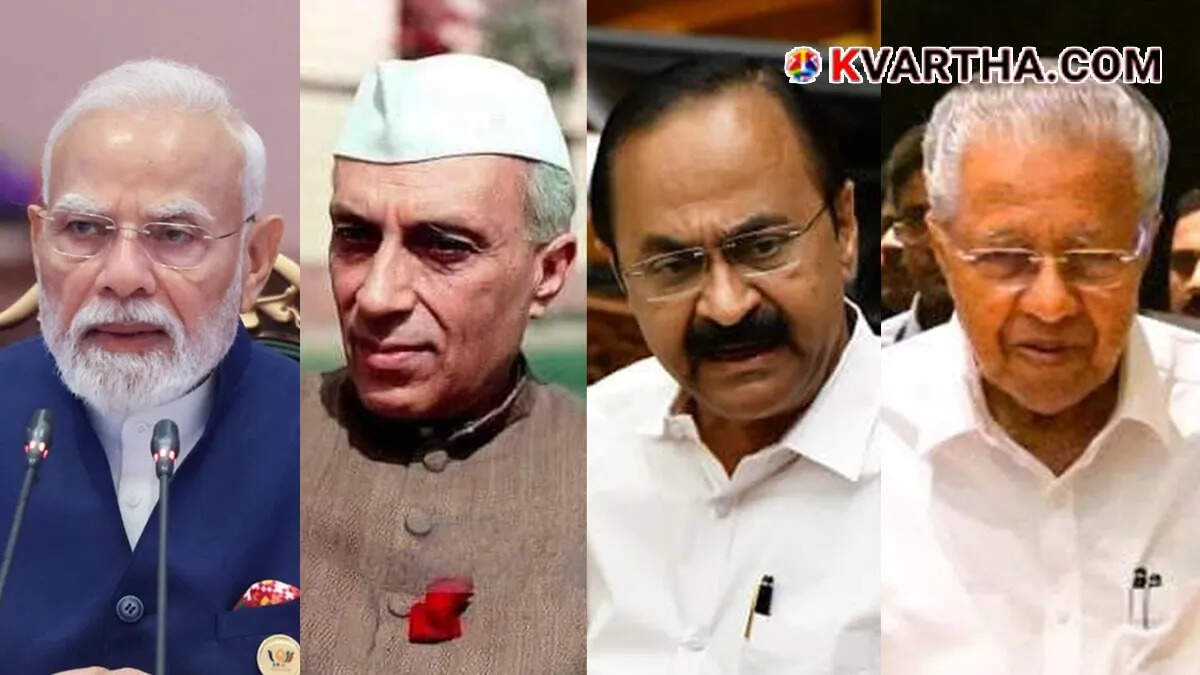 Political Satire on Leaders Defending Present Failures by Blaming Past Rulers: Nehru, Modi, Satheesan, and Pinarayi