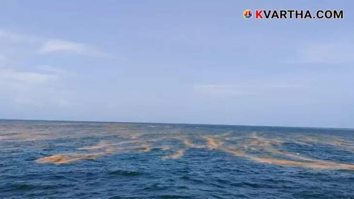 Red tide phenomenon visible 20 km off the coast of Kochi.