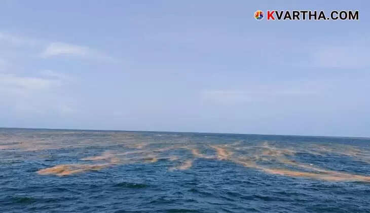 Red tide phenomenon visible 20 km off the coast of Kochi.