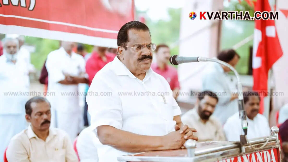  Image reflecting CPM leader E.P. Jayarajan addressing a political meeting in Kannur