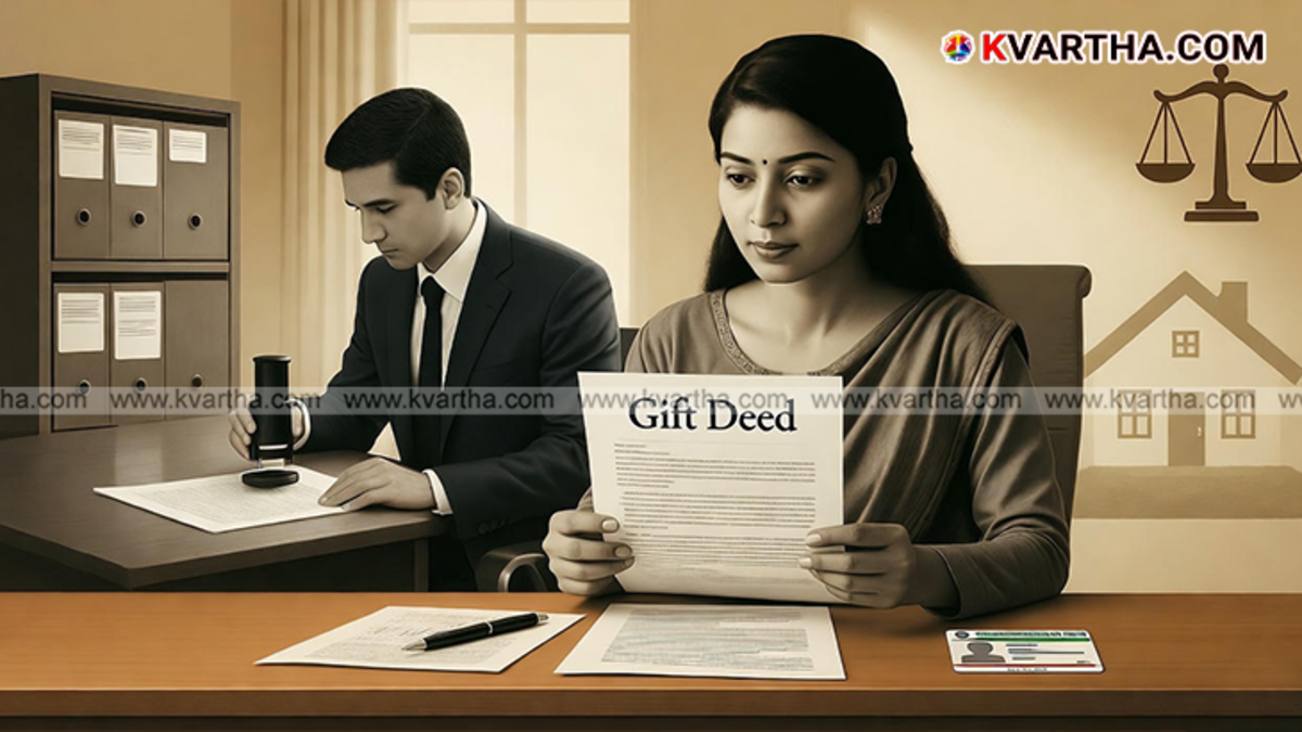 Man signing a legal Gift Deed document