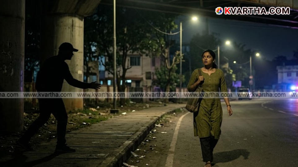 Night view of the location where the woman was attacked in Kalamassery