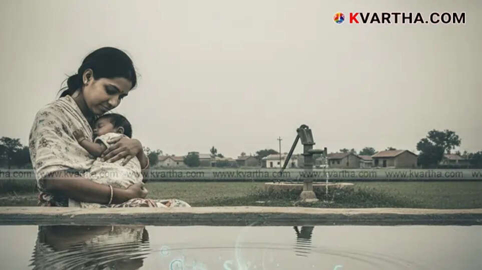 Mother breastfeeding her baby with an overlaid warning sign related to contamination.