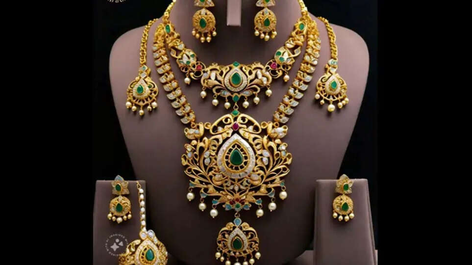 A display of gold jewelry in a jewelry store