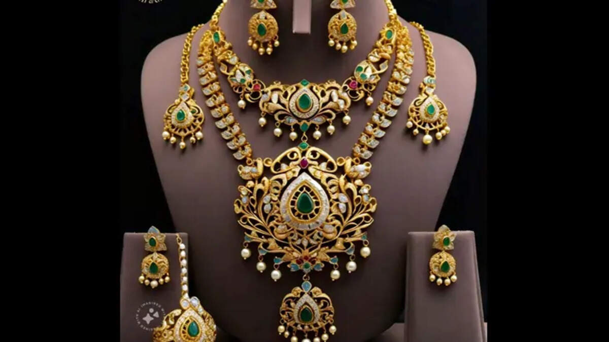 A display of gold jewelry in a jewelry store