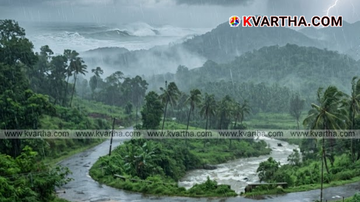 Heavy monsoon rain in Kerala.