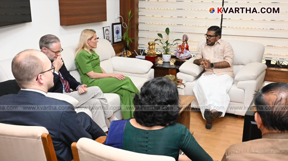 Minister MB Rajesh and Denmark Minister Mette Kierkgaard meeting in Thiruvananthapuram