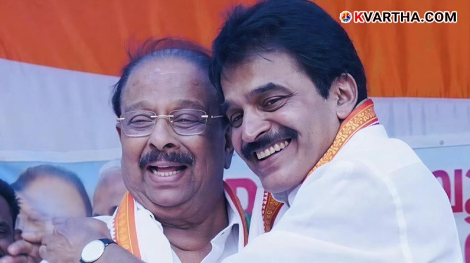 A symbolic scene of K Sudhakaran MP and Mallikarjun Kharge meeting and KC Venugopal.