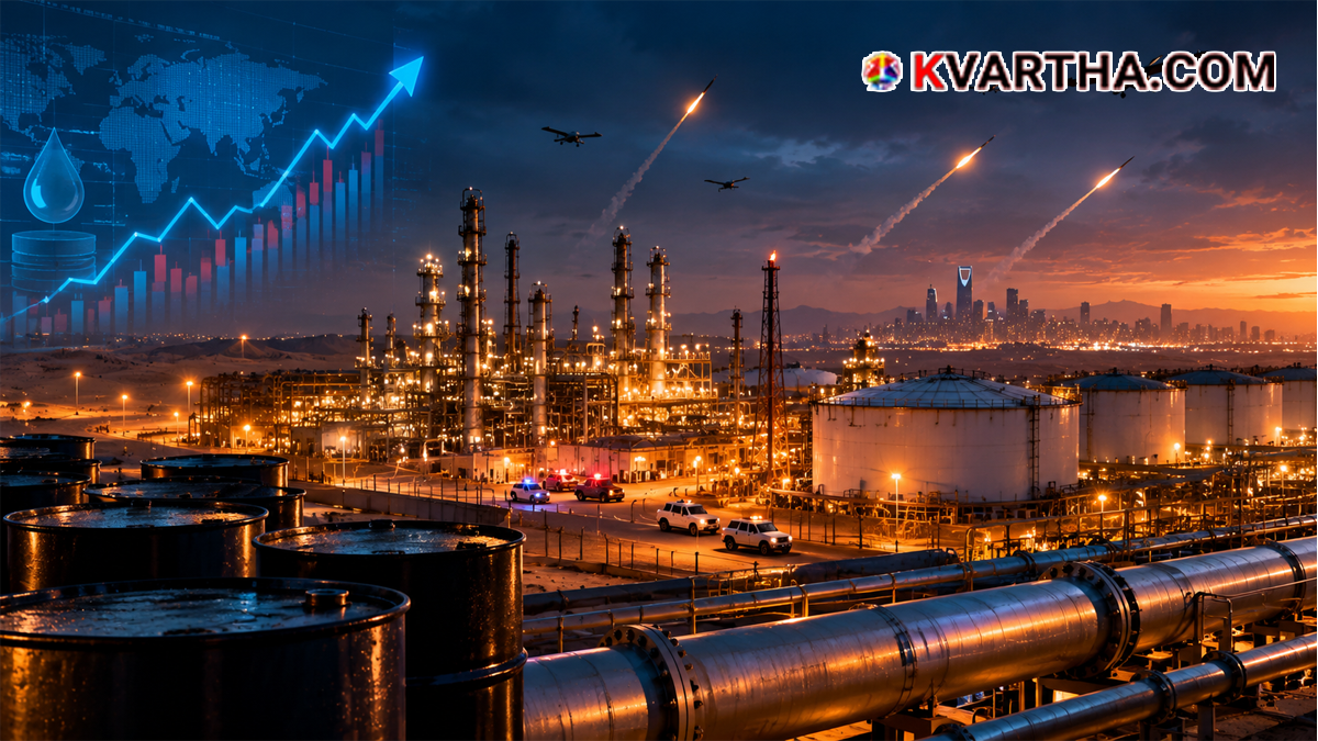 Representational image reflecting oil facilities and market impact following Houthi attacks in Saudi Arabia