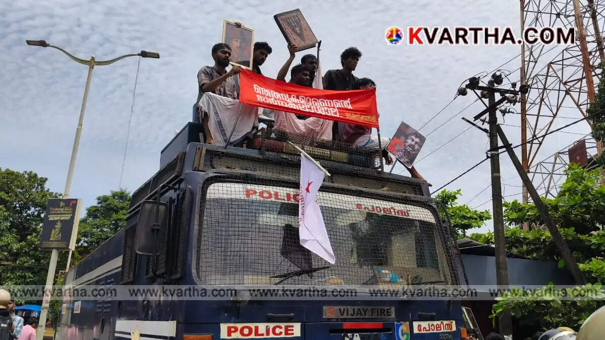Conceptual image of police using water cannon during an SFI protest march