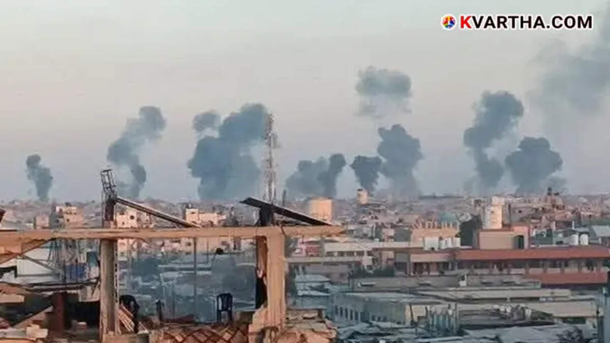 Smoke rising from an Israeli airstrike in Gaza
