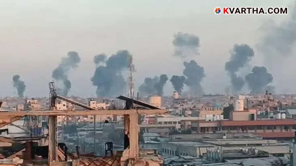 Smoke rising from an Israeli airstrike in Gaza