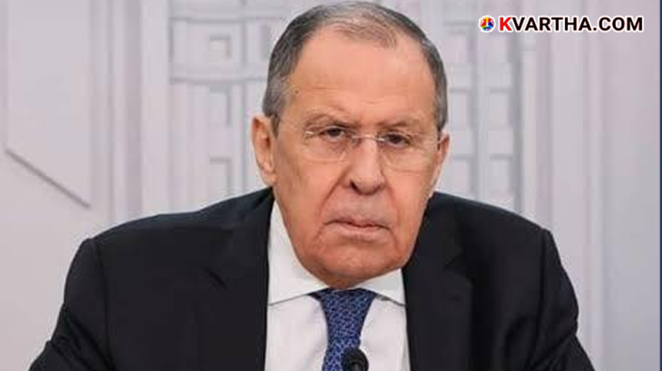 Russian Foreign Minister Sergey Lavrov speaking at a press conference in Moscow