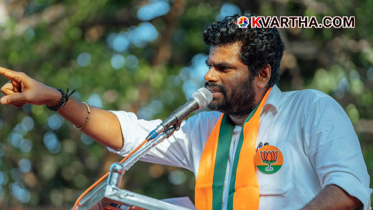 Conceptual image of former Tamil Nadu BJP President K. Annamalai and the announcement of his resignation.