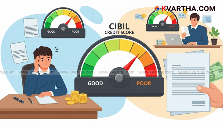 Image showing a graph with a dropping CIBIL score, symbolizing the impact of a missed EMI.