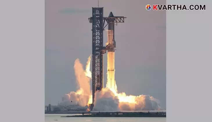 SpaceX Starship rocket during a test launch, possibly showing a previous attempt.
