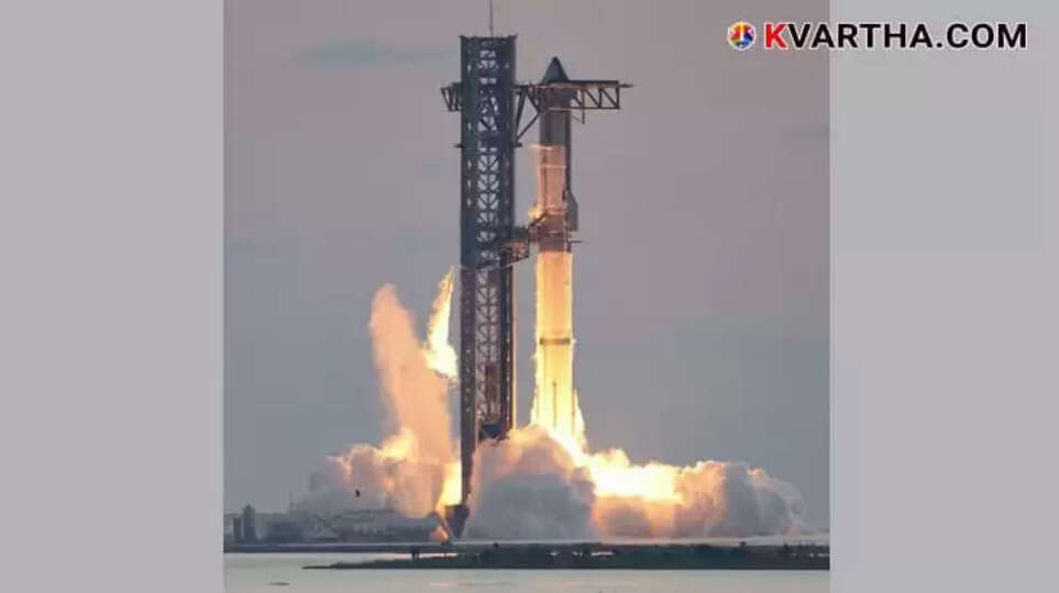 SpaceX Starship rocket during a test launch, possibly showing a previous attempt.