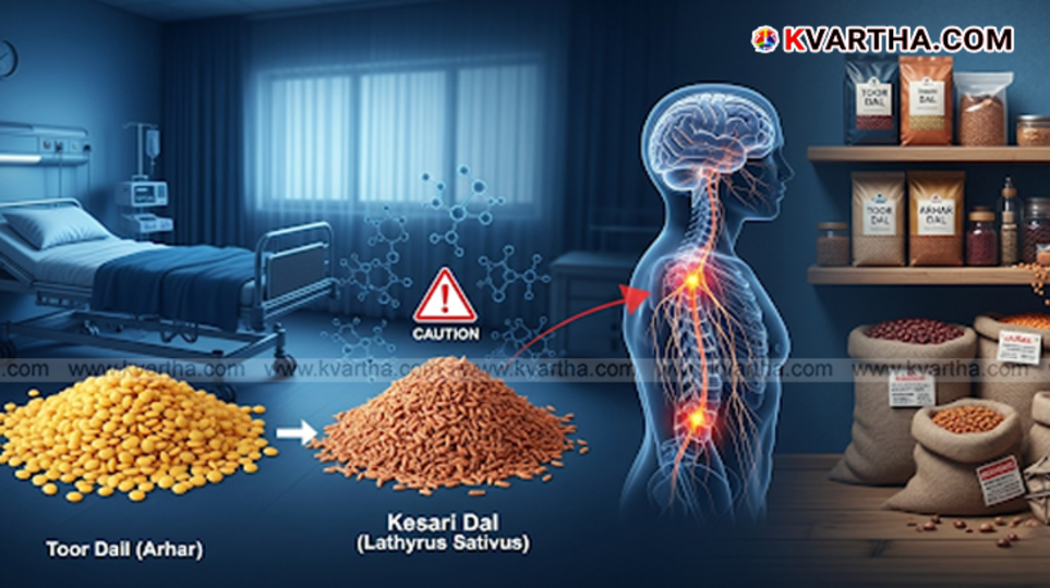 A cautionary image of adulterated pulses being examined.