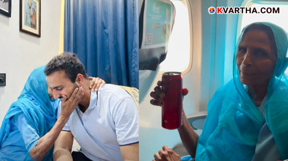 An elderly woman sitting by an airplane window looking out in amazement