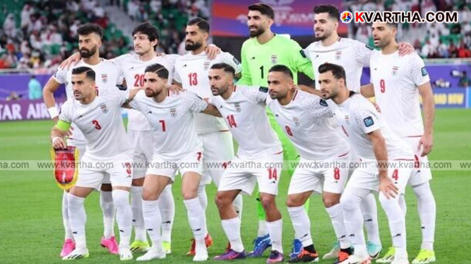  The Iranian national football team logo overlaying a map of Mexico and the USA.