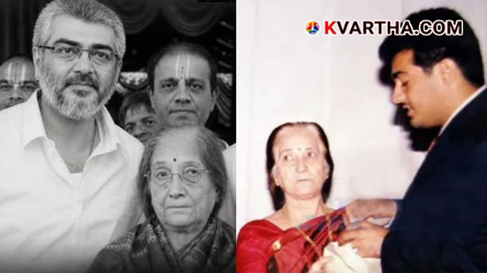 Actor Ajith Kumar with his mother Mohini Mani.