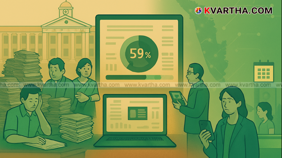 Piles of files at the Kerala Secretariat office.