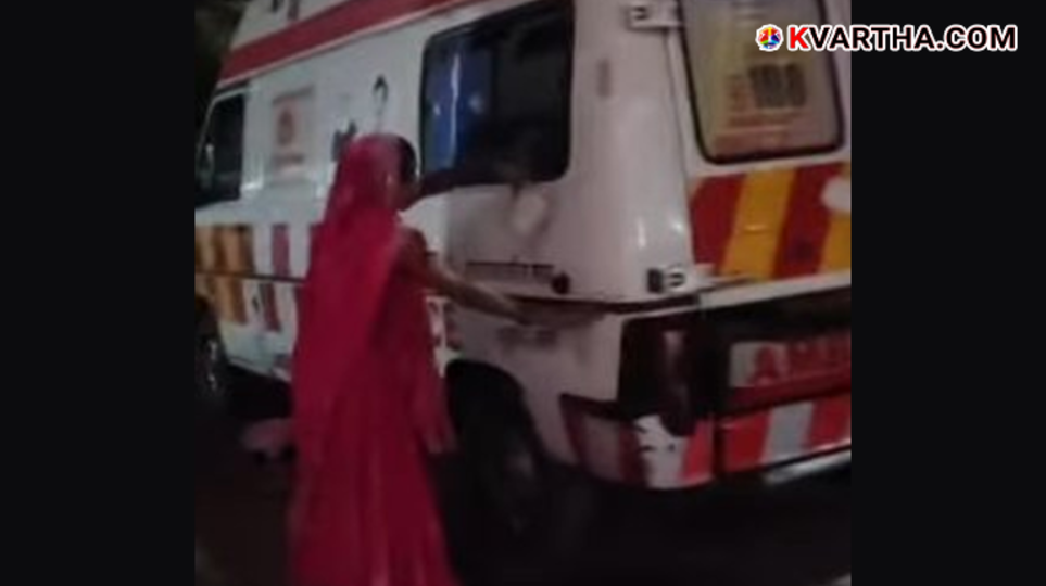 A symbolic scene of a patient's wife forcibly washing an ambulance in Katni, Madhya Pradesh.