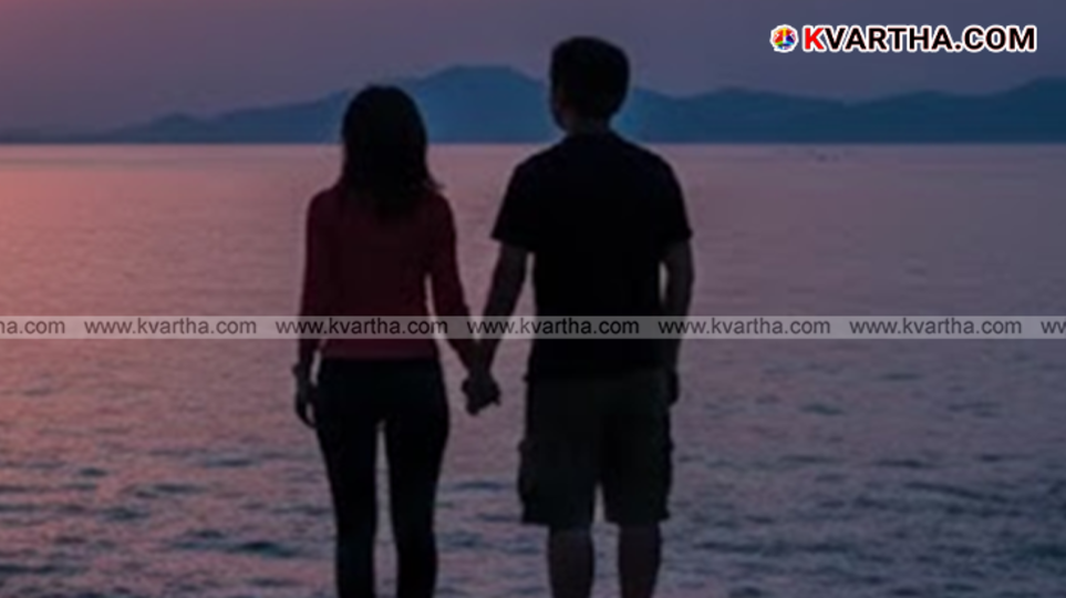 Excise officials taking a young couple into custody from a lodge in Kochi.