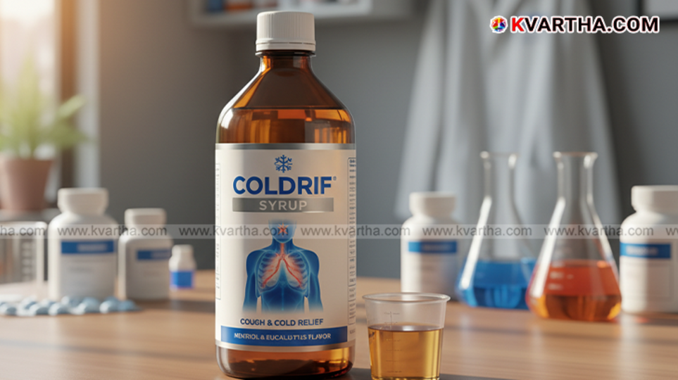  Banned Coldriff Cough Syrup bottle on a medical counter