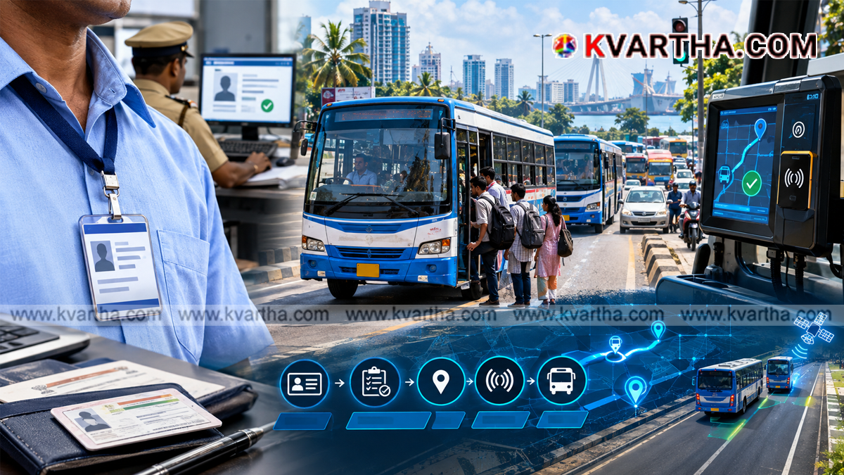 Representational image reflecting private bus employee ID cards and digital punching in Kochi