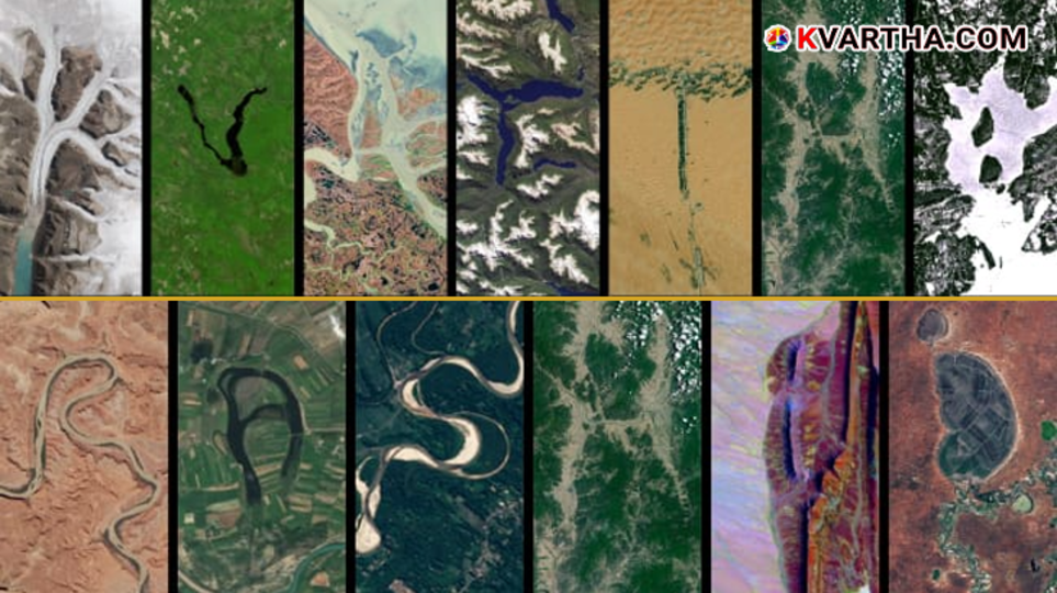 A view of letters formed using Landsat satellite images.