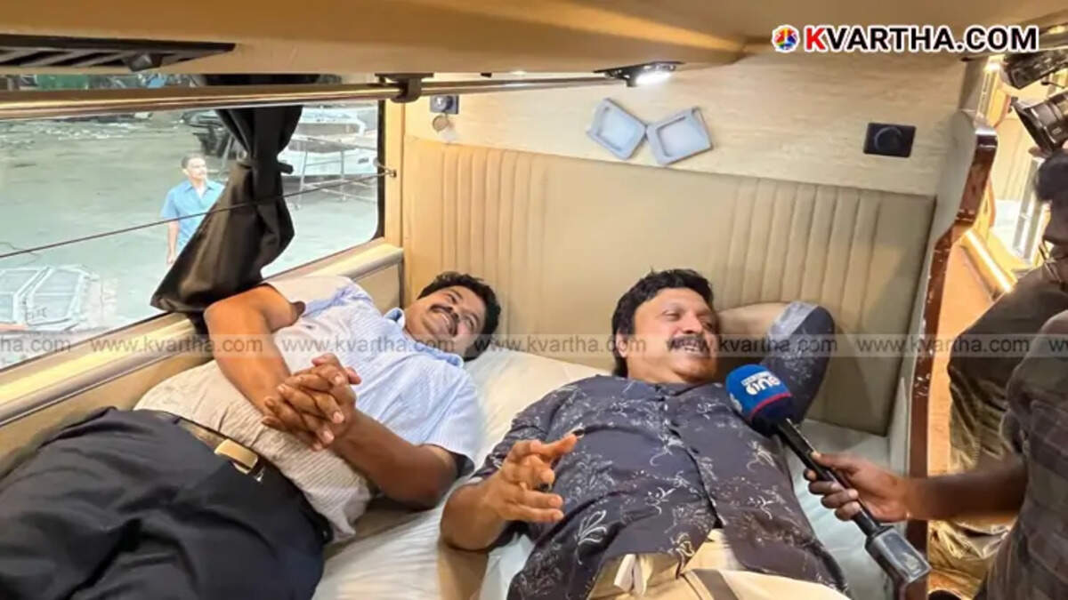 Kerala Transport Minister K.B. Ganesh Kumar inspecting the facilities of a new KSRTC sleeper bus.