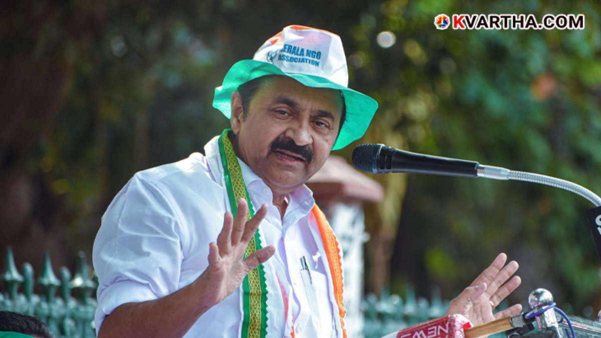 V.D. Satheesan addressing a press conference.