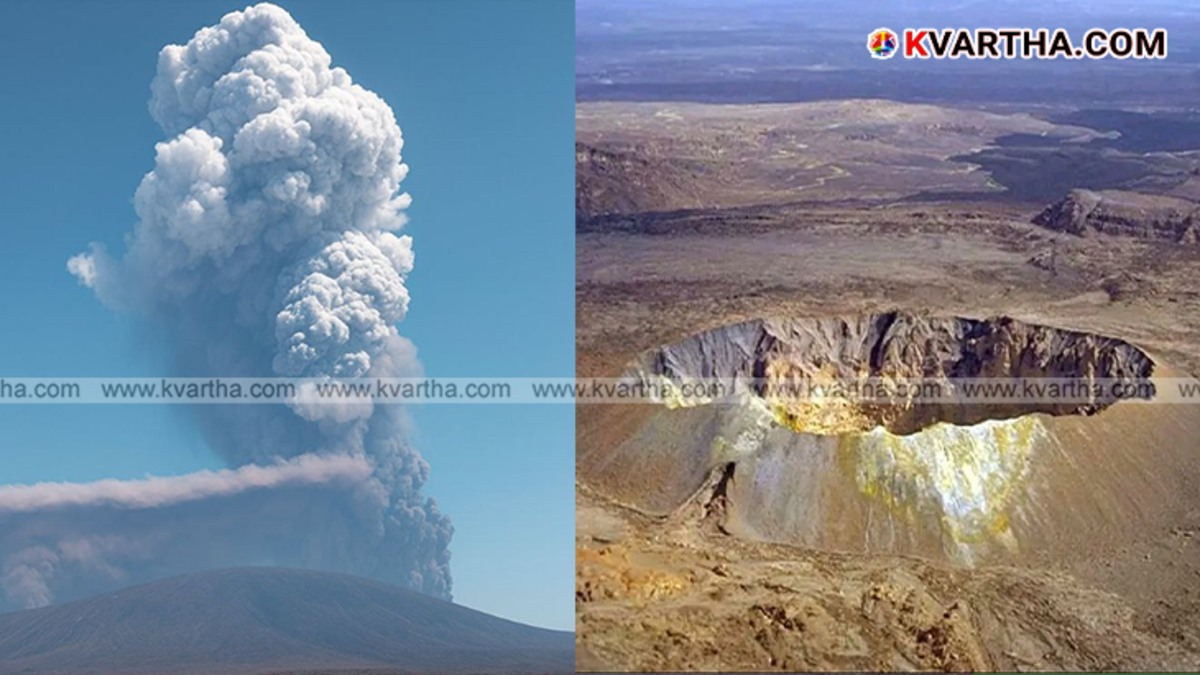 Giant plume of volcanic ash rising from Hayli Gubbi volcano.