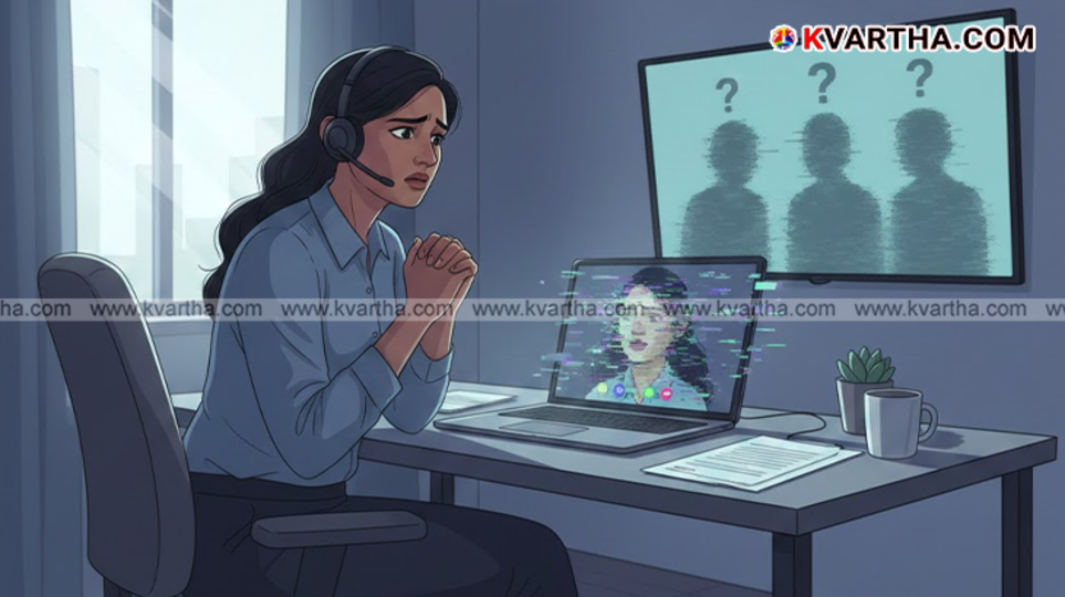 person experiencing technical glitch during a professional video call