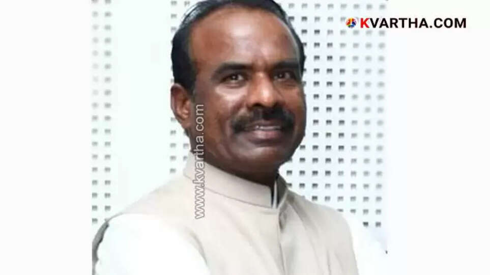 A still image of BJP MLC N. Ravikumar speaking at a public event.