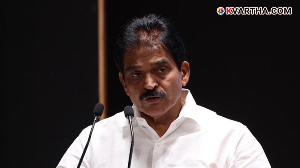  KC Venugopal MP speaking at a press conference in Kannur regarding 2026 election.