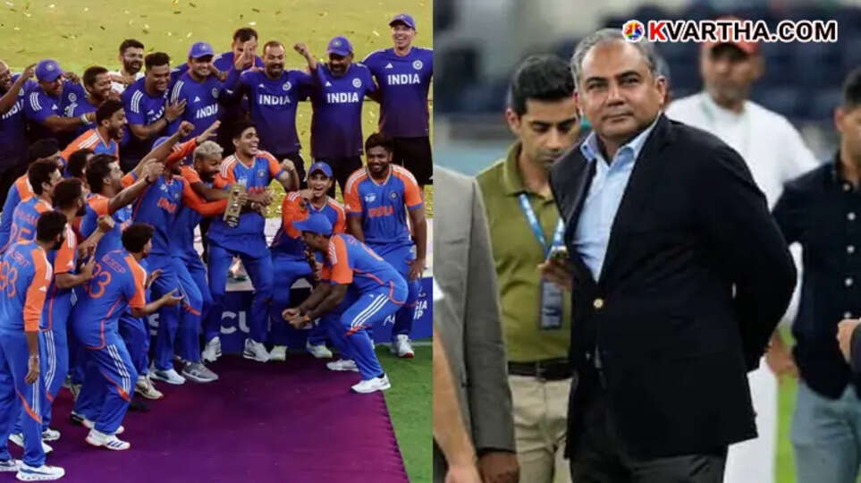 Indian cricket team’s celebration after winning Asia Cup and the Portrait of Mohsin Naqvi, Pakistan Minister.