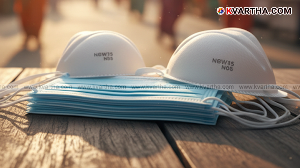 Discarded face masks on the ground, posing an environmental threat.